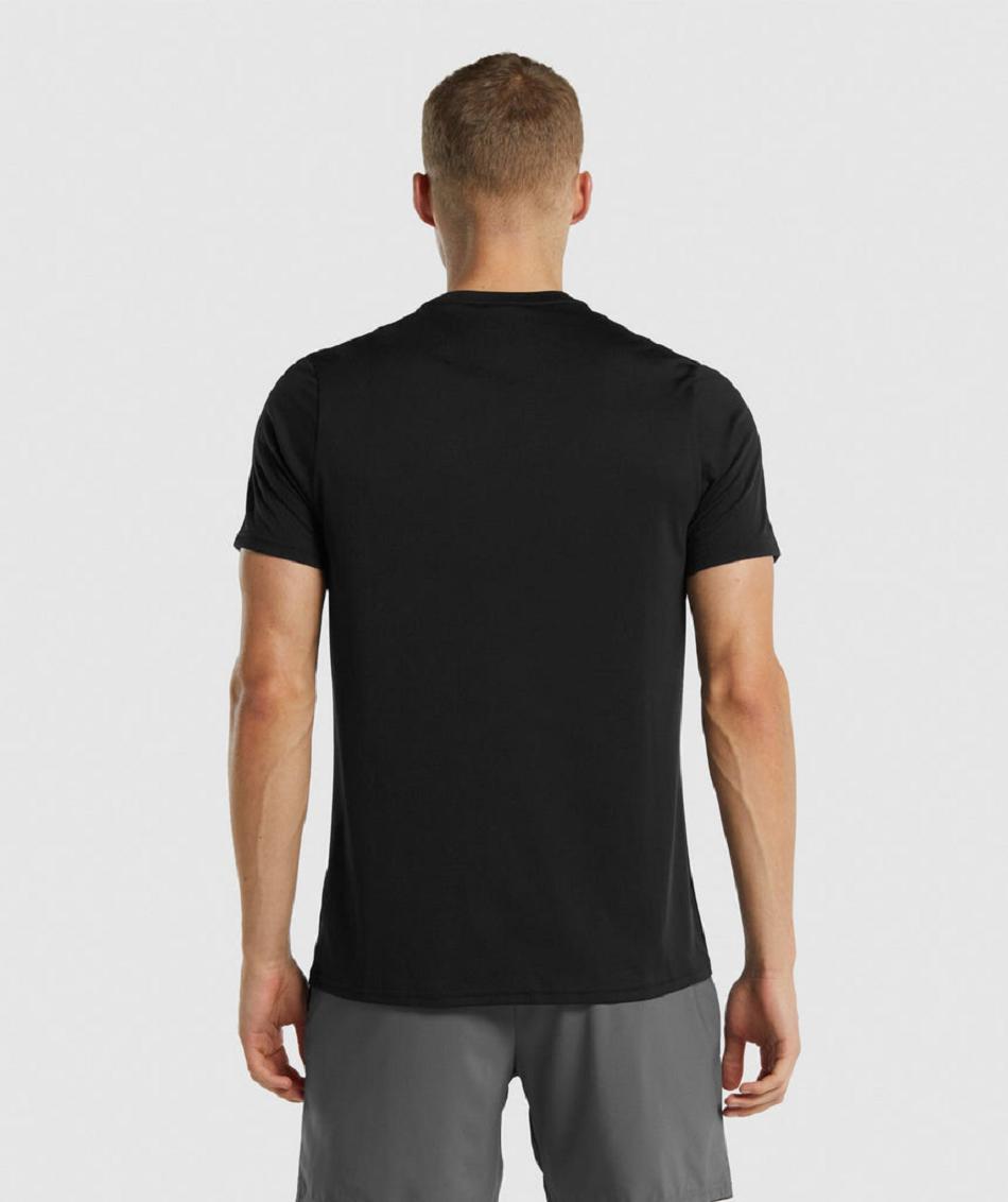 T Shirts Męskie Gymshark Arrival Regular Fit Czarne | PL 3771FDN